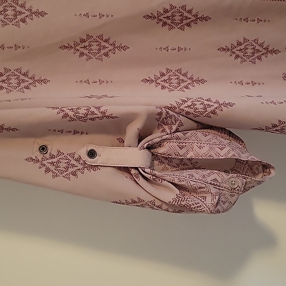 Maurices sheer dressy top size large - dusty purple with sleeve detail & 1/4 zip - Picture 2 of 5